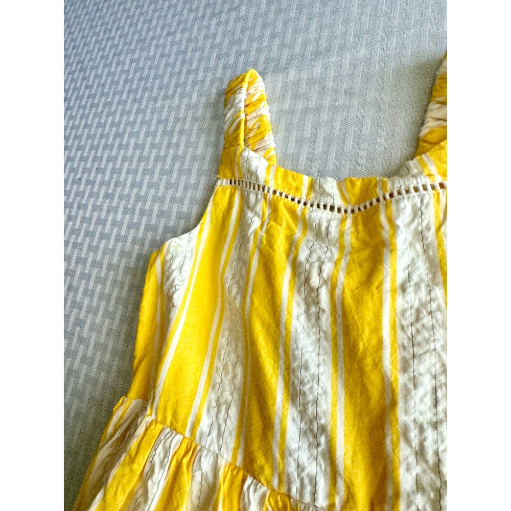 Tahari Girls Yellow White Stripe Metallic Sundress Smocked Back Cutout Bow Tie - Picture 10 of 11